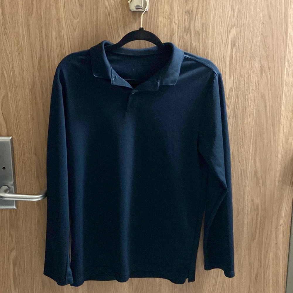 Deep Blue Collared Long Sleeve Button